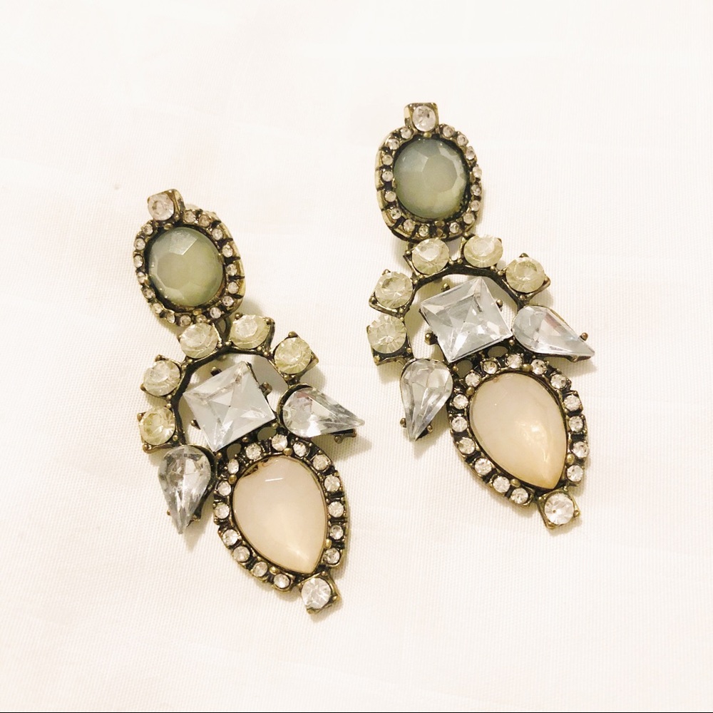 Waterdrop Gemstone Decor Dangle Earrings